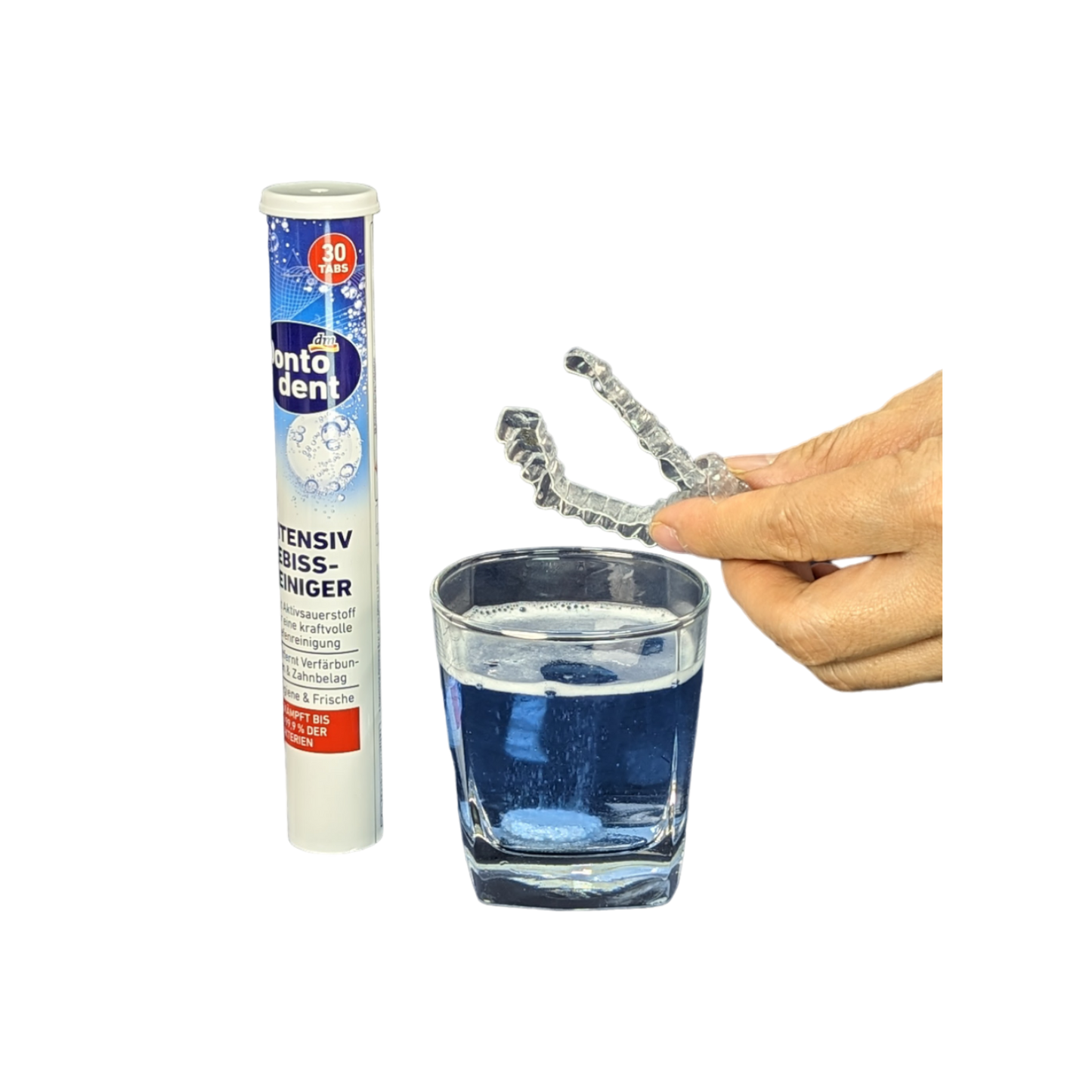 Lọ vệ sinh khay niềng răng trong suốt như Invisalign, thương hiệu Dontodent, 30 viên