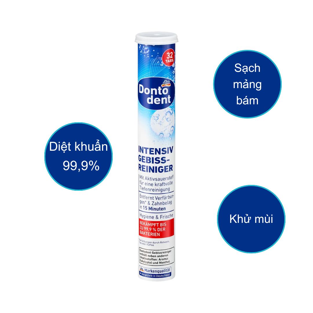 Viên Sủi Vệ Sinh Khay Niềng Trong Suốt Dontodent (32 Viên) - Nhập Khẩu Đức