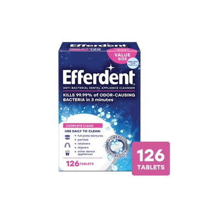 Viên sủi Efferdent COMPLETE CLEAN vệ sinh khay niềng răng trong suốt, hàm duy trì & hàm giả - Hàng Mỹ chính hãng