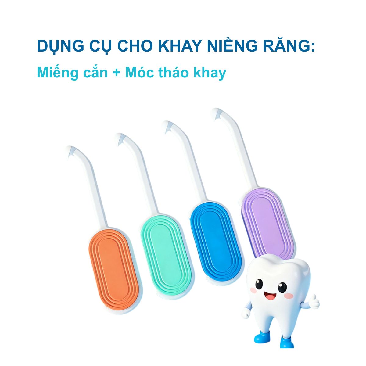 Dụng Cụ Tháo Khay tích hợp miếng cắn chỉnh nha cho khay niềng trong suốt  (Tương Thích Invisalign, Zenyum)