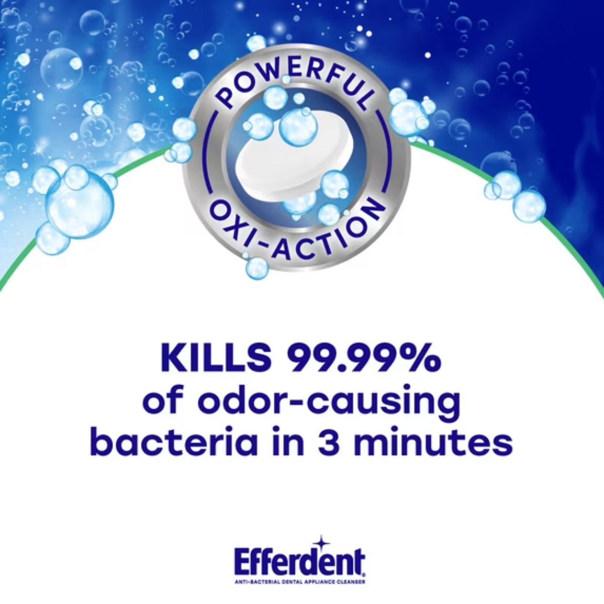 Viên sủi Efferdent MINTY FRESH & CLEAN vệ sinh khay niềng răng trong suốt, hàm duy trì & hàm giả - Hàng Mỹ chính hãng - Hương bạc hà