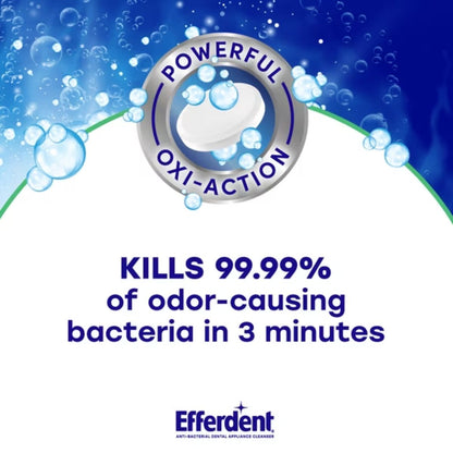 Viên sủi Efferdent MINTY FRESH & CLEAN vệ sinh khay niềng răng trong suốt, hàm duy trì & hàm giả - Hàng Mỹ chính hãng - Hương bạc hà