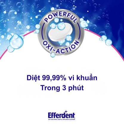 Viên sủi Efferdent COMPLETE CLEAN vệ sinh khay niềng răng trong suốt, hàm duy trì & hàm giả - Hàng Mỹ chính hãng