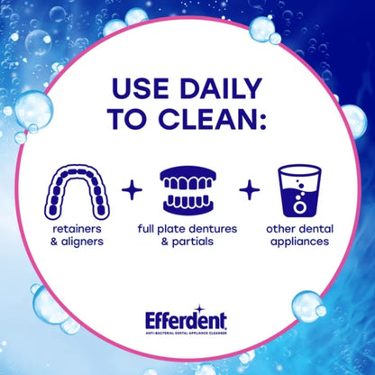 Viên sủi Efferdent COMPLETE CLEAN vệ sinh khay niềng răng trong suốt, hàm duy trì & hàm giả - Hàng Mỹ chính hãng