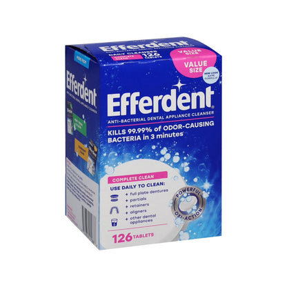Viên sủi Efferdent COMPLETE CLEAN vệ sinh khay niềng răng trong suốt, hàm duy trì & hàm giả - Hàng Mỹ chính hãng