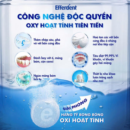 Viên sủi Efferdent COMPLETE CLEAN vệ sinh khay niềng răng trong suốt, hàm duy trì & hàm giả - Hàng Mỹ chính hãng