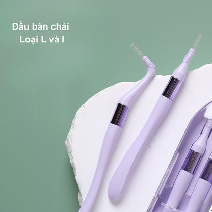Bộ bàn chải kẽ răng cao cấp 18 chi tiết, cước Dupont mềm, đường kính 0,8 mm