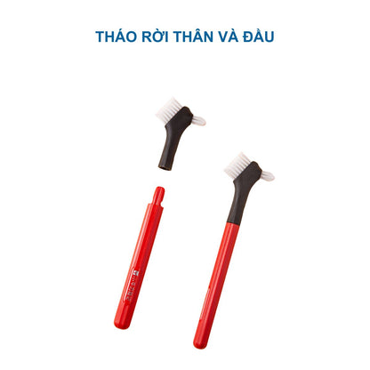 Ban chải 2 đầu vệ sinh khay niềng răng, khay duy trì - mầu đỏ đen