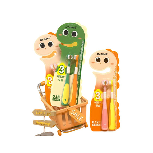 Set 2 Bàn Chải Đánh Răng Trẻ Em 3D Dr.Baek KR015 – Chải Sạch 3 Mặt Cùng Lúc Cho Bé 3 Tuổi