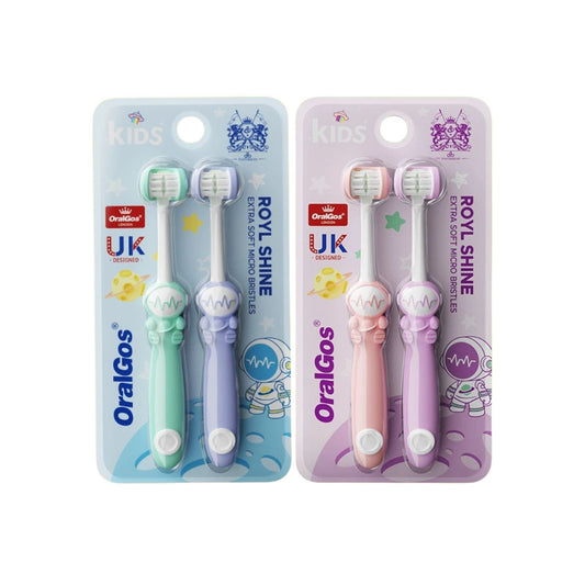 Set 2 Bàn Chải Đánh Răng Trẻ Em 3D OralGos D8038 – Cho Bé 5-12 Tuổi