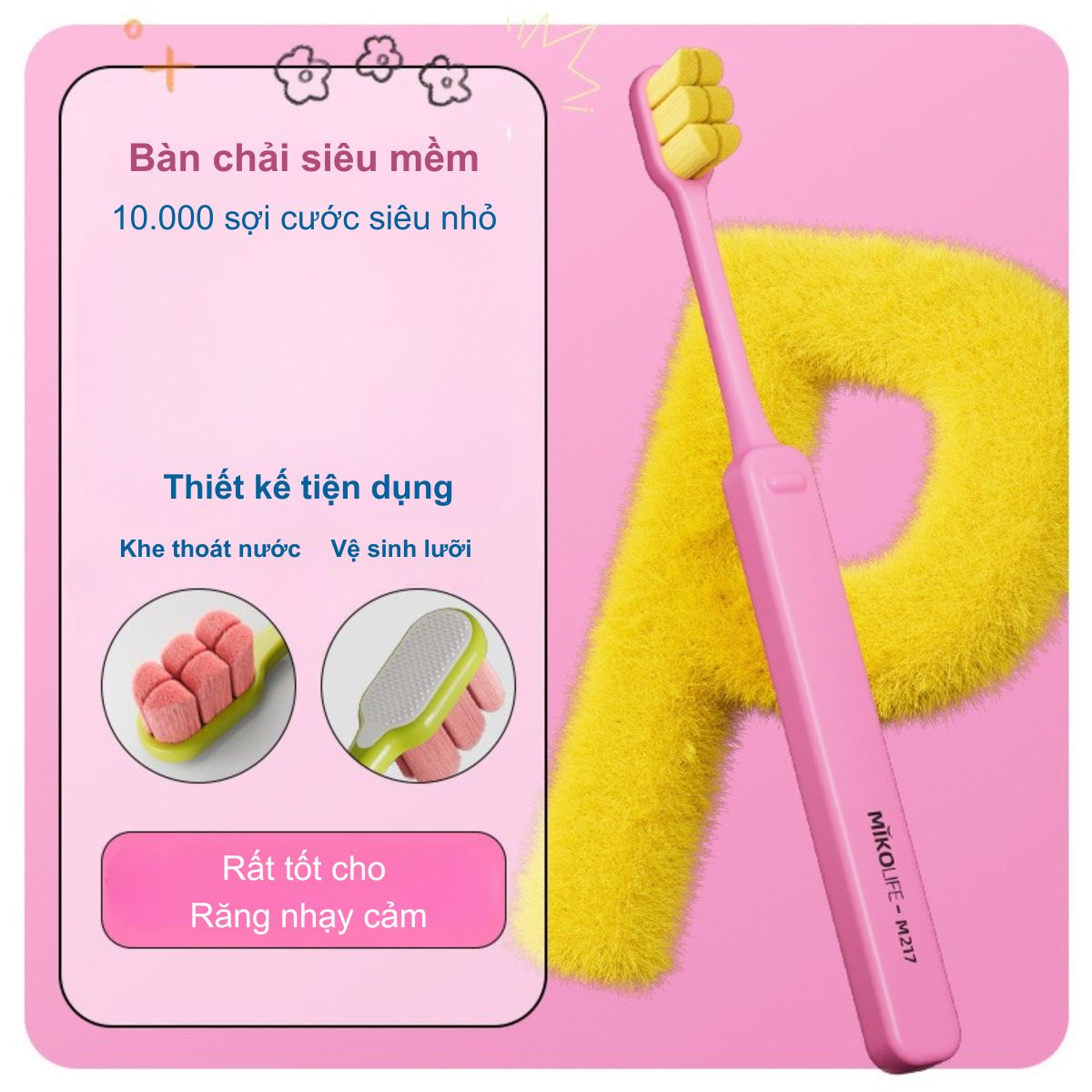 Bàn Chải Đánh Răng Siêu Mềm Cho Răng Nhạy Cảm (10.000 Sợi Lông Siêu Mảnh)