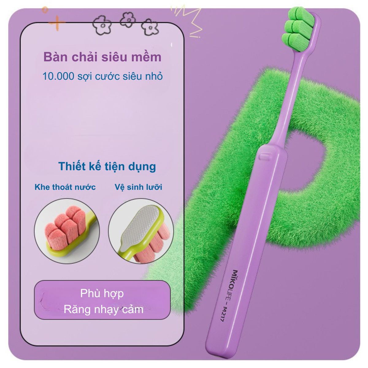 Bàn Chải Đánh Răng Siêu Mềm Cho Răng Nhạy Cảm (10.000 Sợi Lông Siêu Mảnh)