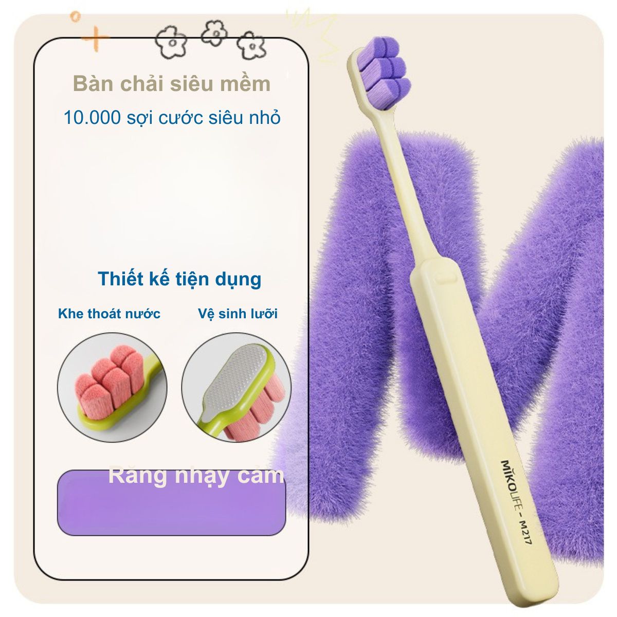 Bàn Chải Đánh Răng Siêu Mềm Cho Răng Nhạy Cảm (10.000 Sợi Lông Siêu Mảnh)
