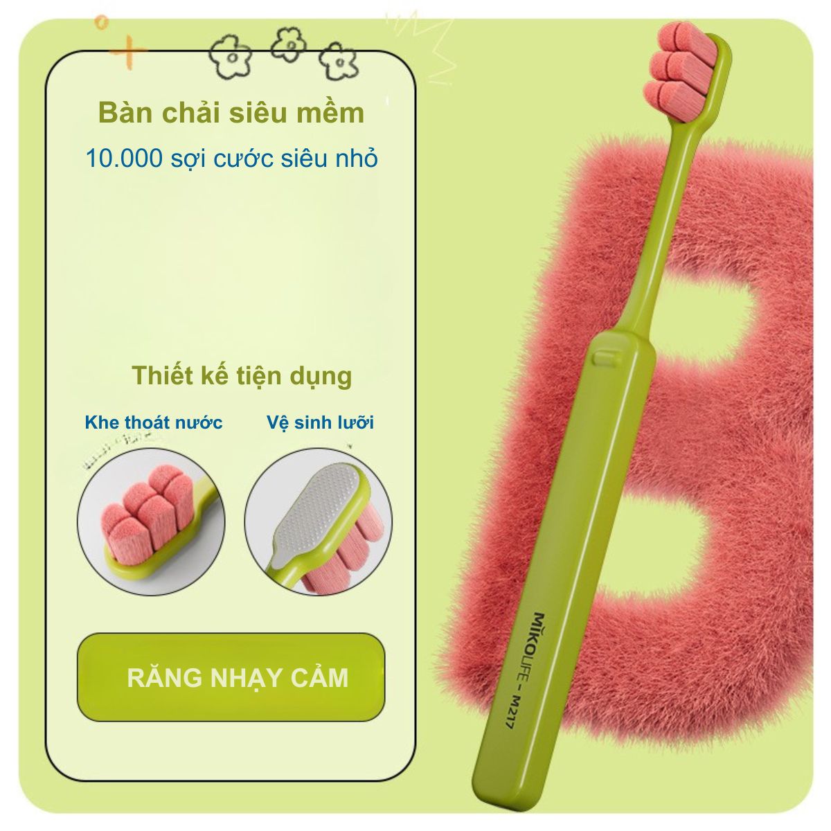 Bàn Chải Đánh Răng Siêu Mềm Cho Răng Nhạy Cảm (10.000 Sợi Lông Siêu Mảnh)