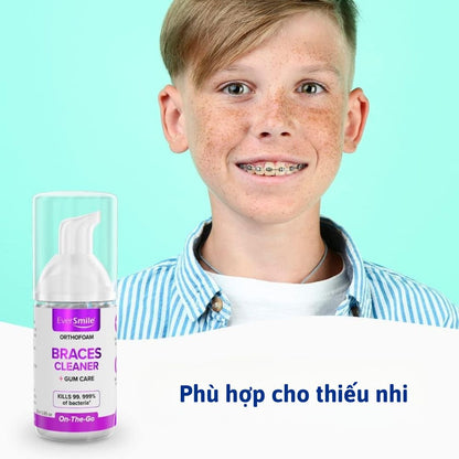 Chai bọt vệ sinh răng miệng khi niềng răng mắc cài OrthoFoam