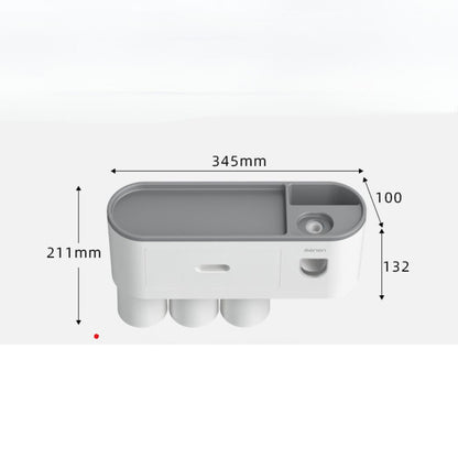 Giá treo bàn chải đánh răng đa năng loại 3 cốc + 1 bộ nặn kem đánh răng