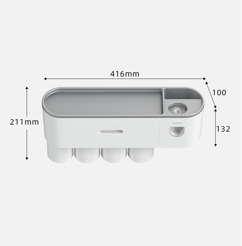 Giá treo bàn chải đánh răng đa năng loại 4 cốc + 2 bộ nặn kem đánh răng