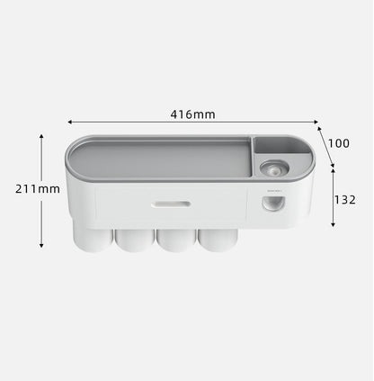 Giá treo bàn chải đánh răng đa năng loại 4 cốc + 2 bộ nặn kem đánh răng