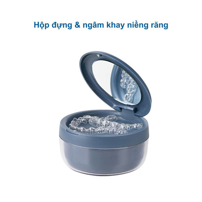 Hộp NGÂM VÀ ĐỰNG cho khay niềng răng, khay duy trì 2 tầng, chống rỉ nước
