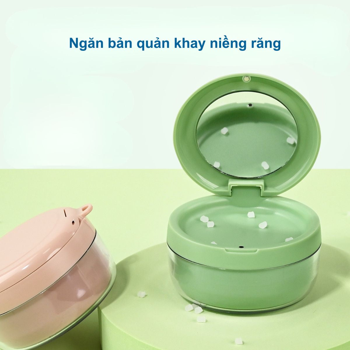 Hộp NGÂM VÀ ĐỰNG cho khay niềng răng, khay duy trì 2 tầng, chống rỉ nước