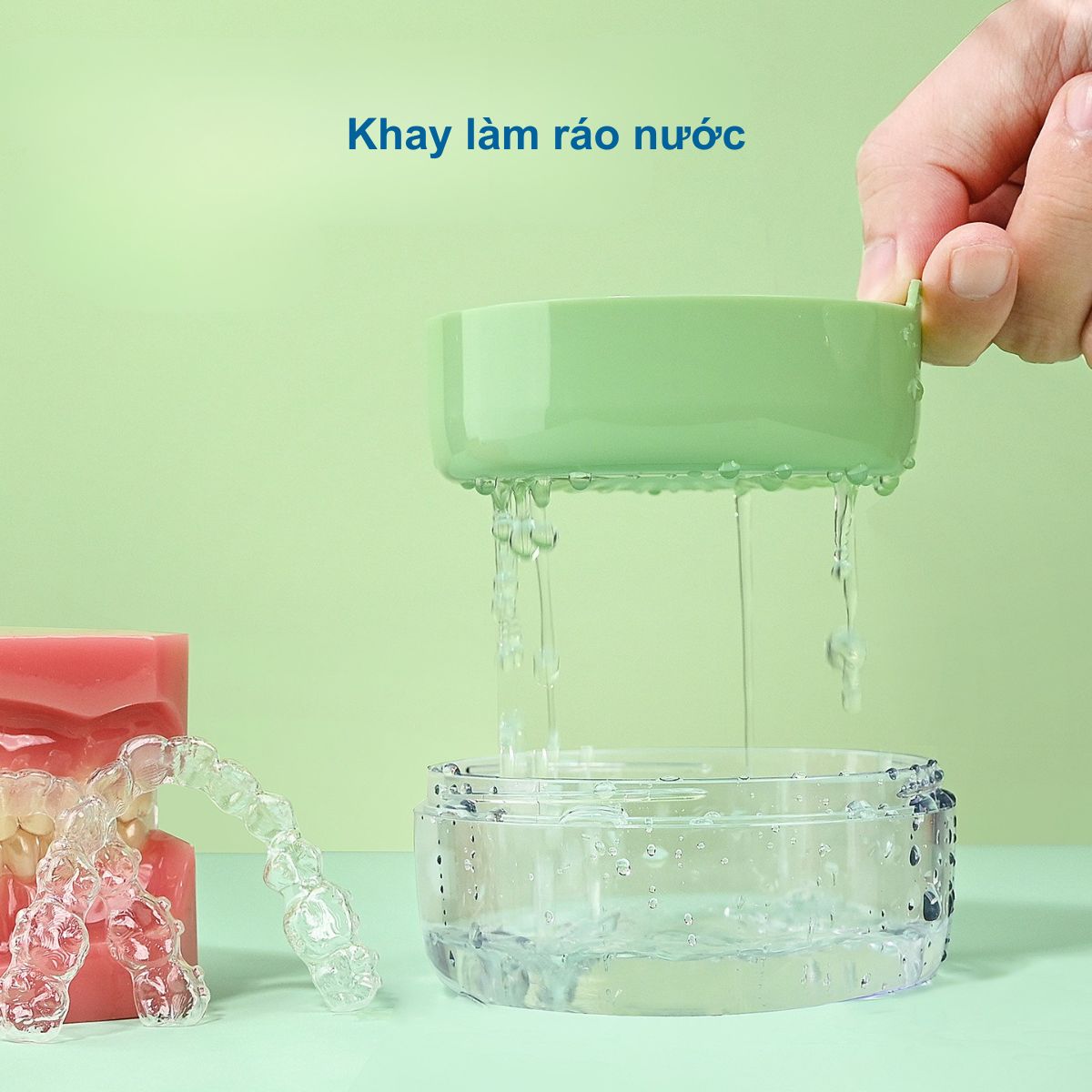 Hộp NGÂM VÀ ĐỰNG cho khay niềng răng, khay duy trì 2 tầng, chống rỉ nước