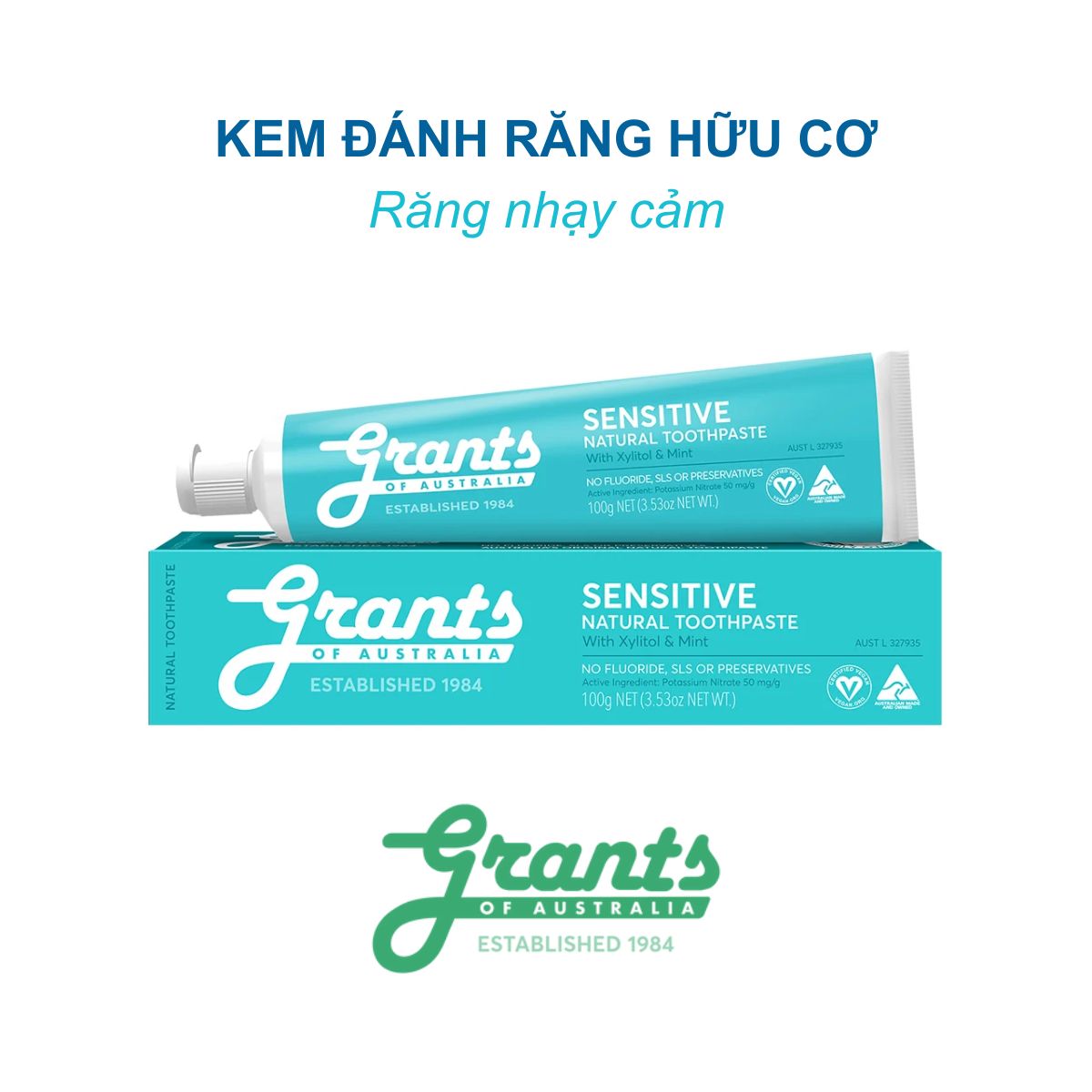 Kem đánh răng hữu cơ Grants Sensitive (Răng nhạy cảm)