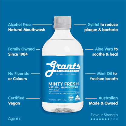 Nước Súc Miệng Thảo Dược Không Cồn Grants 500ml (Xuất sứ Úc) - Ngừa Sâu Răng Và Bảo Vệ Nướu