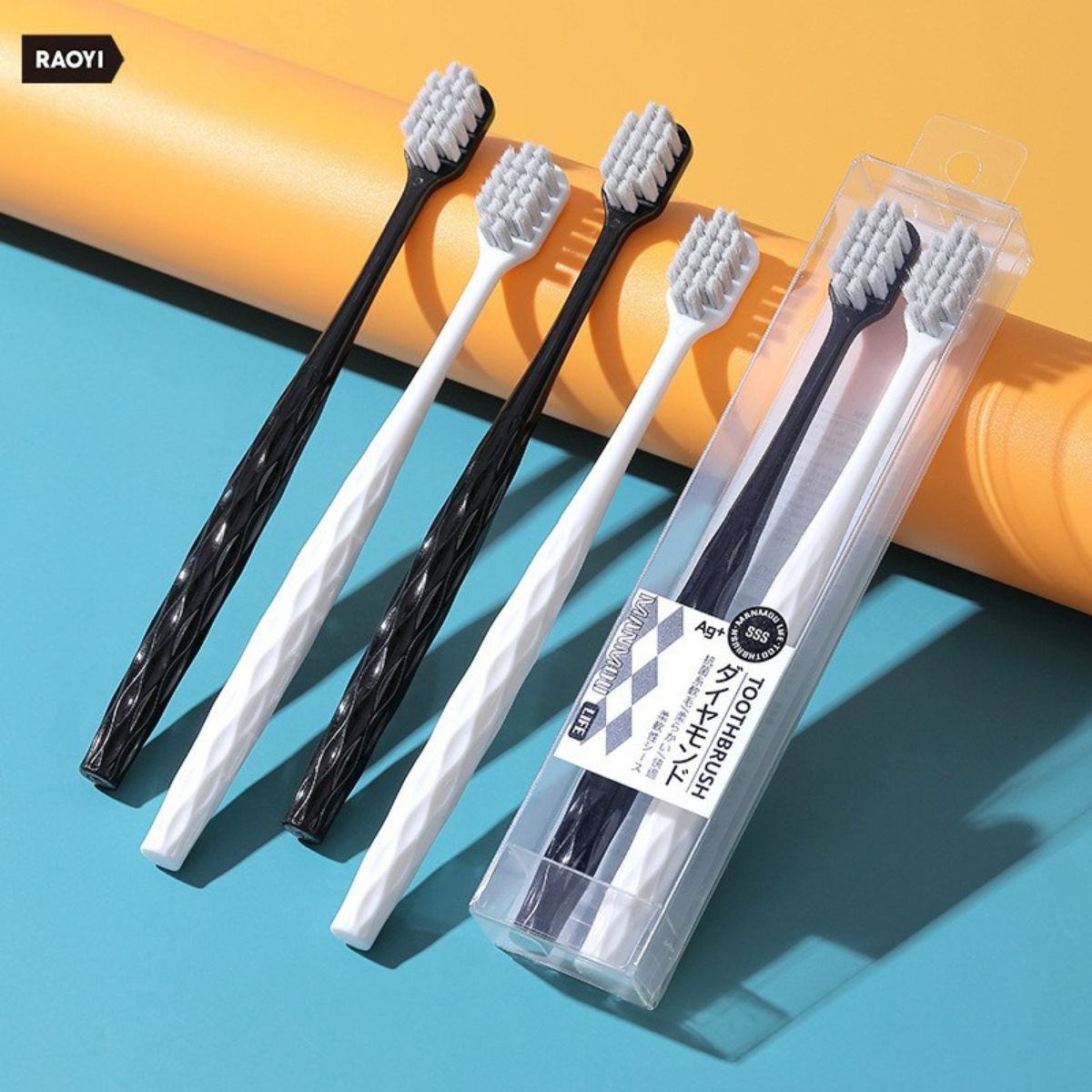 Set 2 Bàn Chải Đánh Răng RAOYI Lông Mềm Kháng Khuẩn Ion Bạc 0492