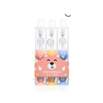 Set 3 Bàn Chải Đánh Răng Cho Bé 3 - 6 Tuổi Hình Gấu Chenke Lông Siêu Mềm