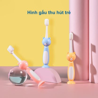 Set 3 Bàn Chải Đánh Răng Cho Bé 3 - 6 Tuổi Hình Gấu Chenke Lông Siêu Mềm