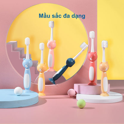 Set 3 Bàn Chải Đánh Răng Cho Bé 3 - 6 Tuổi Hình Gấu Chenke Lông Siêu Mềm
