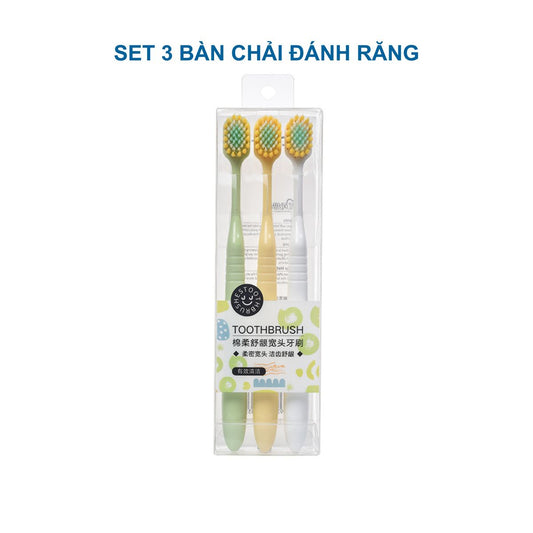 Set 3 Bàn Chải Đánh Răng Lông Mềm Chenke 9023 Cho Người Lớn