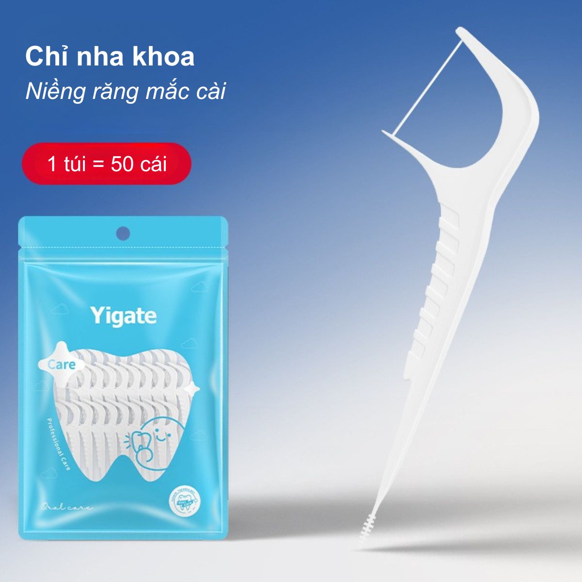 Tăm Chỉ Nha Khoa Cho Người Niềng Răng Mắc Cài (Thiết Kế 2 Đầu Tích Hợp Bàn Chải Kẽ)