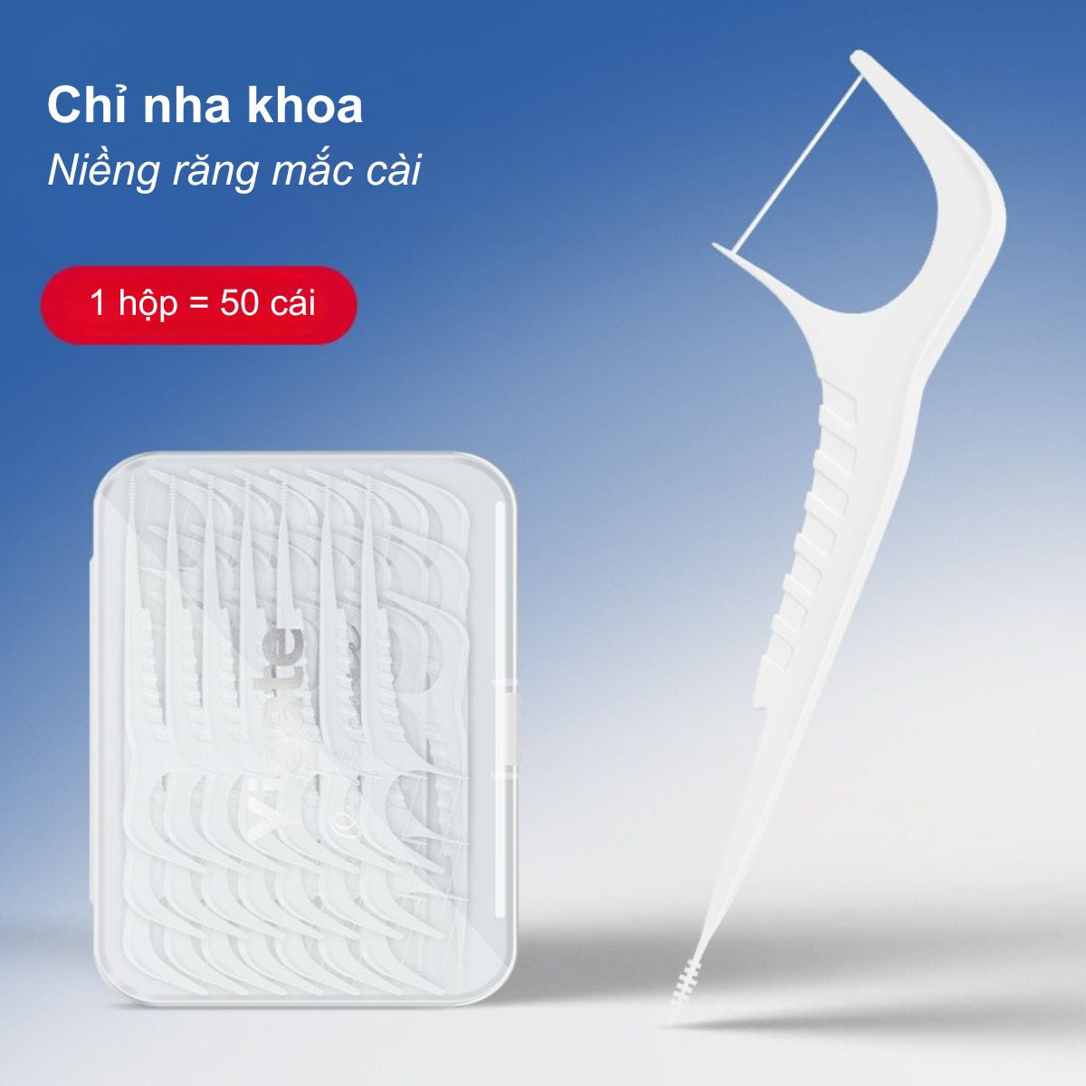 Tăm Chỉ Nha Khoa Cho Người Niềng Răng Mắc Cài (Thiết Kế 2 Đầu Tích Hợp Bàn Chải Kẽ)