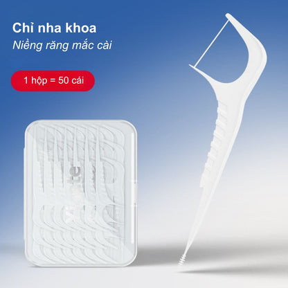 Tăm Chỉ Nha Khoa Cho Người Niềng Răng Mắc Cài (Thiết Kế 2 Đầu Tích Hợp Bàn Chải Kẽ)