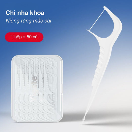 Tăm Chỉ Nha Khoa Cho Người Niềng Răng Mắc Cài (Thiết Kế 2 Đầu Tích Hợp Bàn Chải Kẽ)
