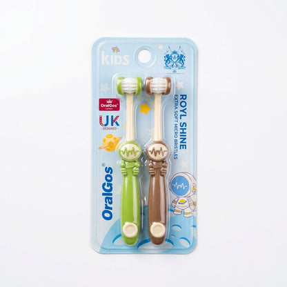 Set 2 Bàn Chải Đánh Răng Trẻ Em 3D OralGos D8038 – Cho Bé 5-12 Tuổi