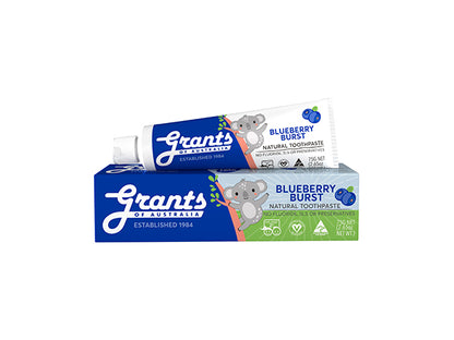 Kem đánh răng hữu cơ Grants BlueBerry Burst cho trẻ em từ 2 tuổi (hương việt quất)